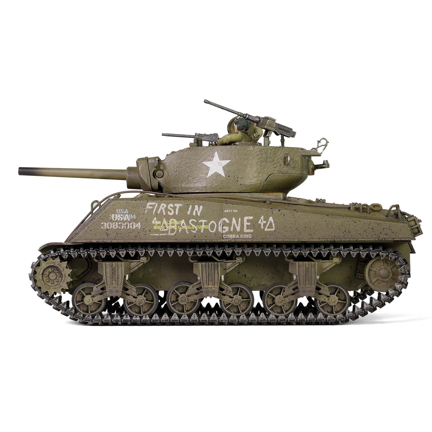 U.S. medium tank Sherman M4A3E2 (75) Jumbo “Cobra King” “First in Bastogne”, George Smith Patton’s 4th A.Div. 3rd Army, Bastogne area, 26 Dec, 1944