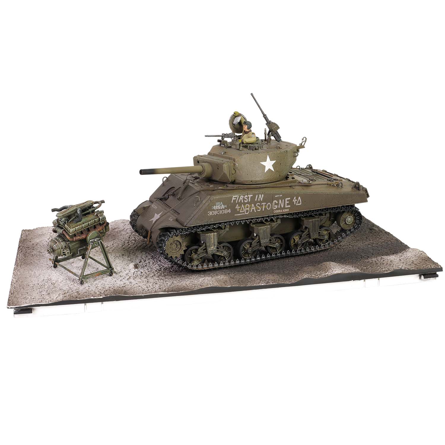 U.S. medium tank Sherman M4A3E2 (75) Jumbo “Cobra King” “First in Bastogne”, George Smith Patton’s 4th A.Div. 3rd Army, Bastogne area, 26 Dec, 1944
