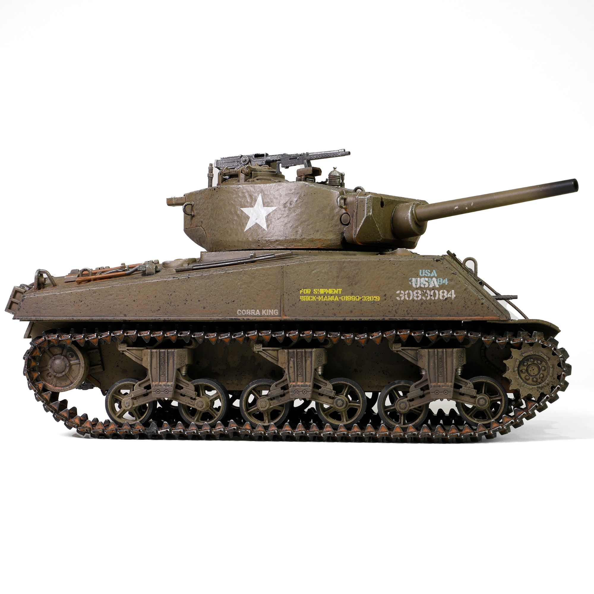 Sherman M4 tank HVSS Suspension type - Metal Upgrade track link set (Model T66)  Zinc Alloy materials | with weathering effect