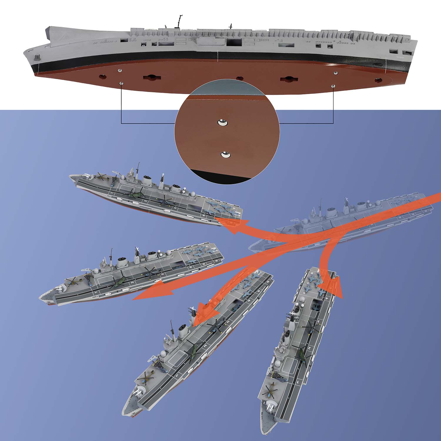 HMS Invincible(R05) Light Aircraft Carrier, Waterline edition Falklands War,1982
