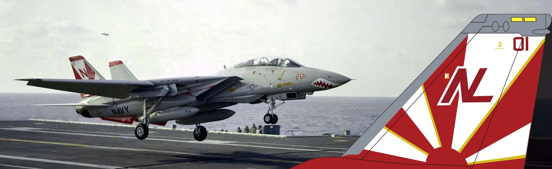 Grumman F-14A Tomcat, NL-201, VF-111 Sundowners, CVW- 15, USS Carl Vinson (CVN-70), 1985